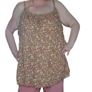Old Navy Floral Babydoll Tank Top 4X Boho Swing Cami Flowy